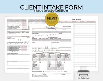 Klient Intake Form zum Ausdrucken, Therapiepraxis Unterlagen, Counselling Intake Form, Therapie-Formulare