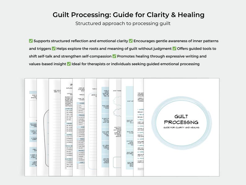 Guilt Processing Guide, Healing Guilt Worksheets, Guilt Self-reflection ...
