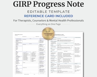 Vorlage für Therapieverlaufsberichte – GIRP-Format, bearbeitbares Word-Dokument, Referenzkarte, Therapiedokumentation