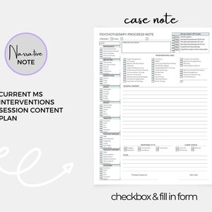Psychotherapy Progress Note Template, Narrative Note, Therapy Practice ...