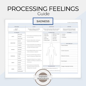 Feelings Processing Guide, Emotional Literacy Tool, Feelings List, Sadness Regulation