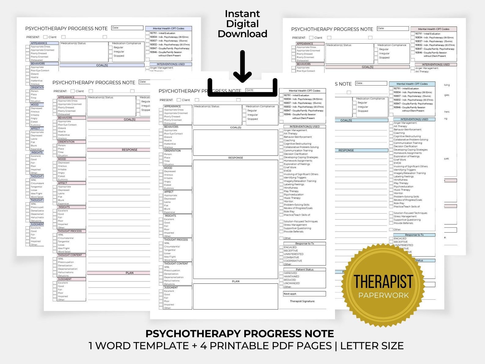 Psychotherapy Progress Note Template, GIRP Note, Therapy Practice ...