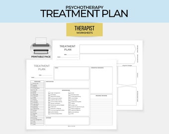 Psychotherapy Treatment Plan Printable, Therapist Paperwork,  Counseling Treatment Plan, Therapy Tool