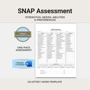SNAP-Assessment-Vorlage – Stärken, Bedürfnisse, Fähigkeiten & Vorlieben