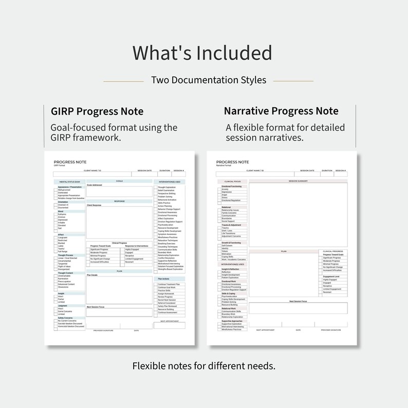 Girp Progress Note Example Pdf Progress Note Templates – GIRP & Narrative, Editable Word, Therapy ...