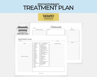 Psychotherapy Treatment Plan Printable, Therapist Paperwork, Counseling Treatment Plan, Therapy Tool