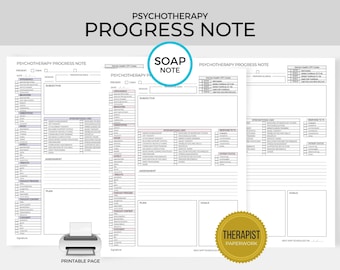 Zeepbriefje, sjabloon voortgangsnota psychotherapie, formulieren privépraktijk, geestelijke gezondheid, papierwerk therapeut