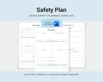 Sjabloon veiligheidsplan, tool voor crisisplanning, copingvaardigheden (Word-sjabloon)