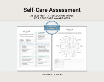 Evaluación de autocuidado, hoja de trabajo para el cliente de terapia, recurso para tareas de terapia (descarga digital)