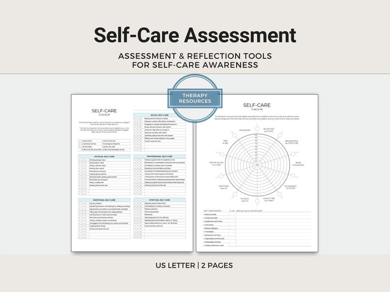 Selbstpflege-Assessment, Therapie-Klienten-Arbeitsblatt, Therapie-Hausaufgaben-Ressource (digitaler Download) Bild 1
