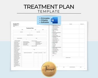 Plantilla editable de Word para plan de tratamiento terapéutico, plan de asesoramiento, notas de sesión de terapia, nota de psicoterapia