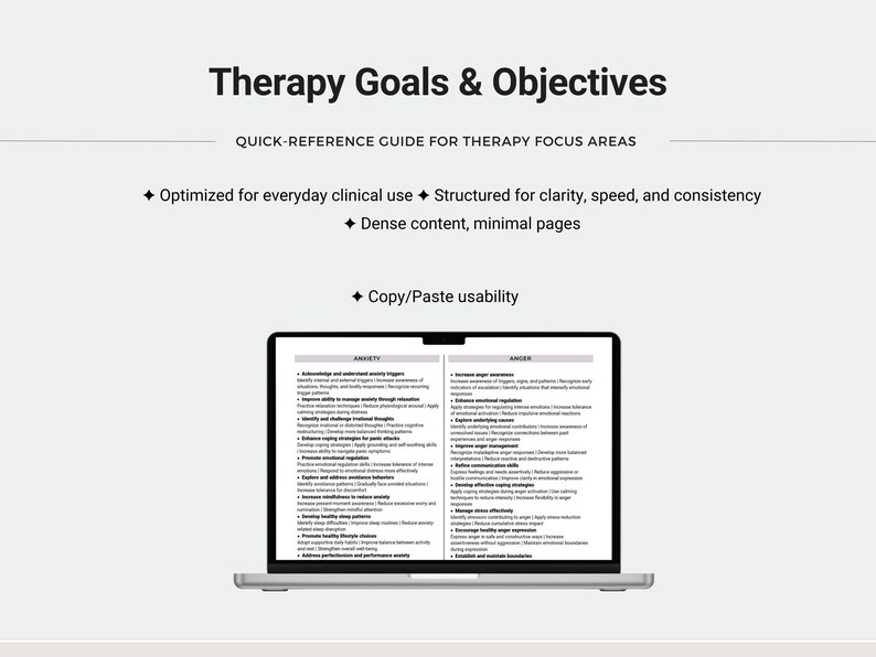 Therapy Goals and Objectives Guide, Treatment Planning (PDF Download ...