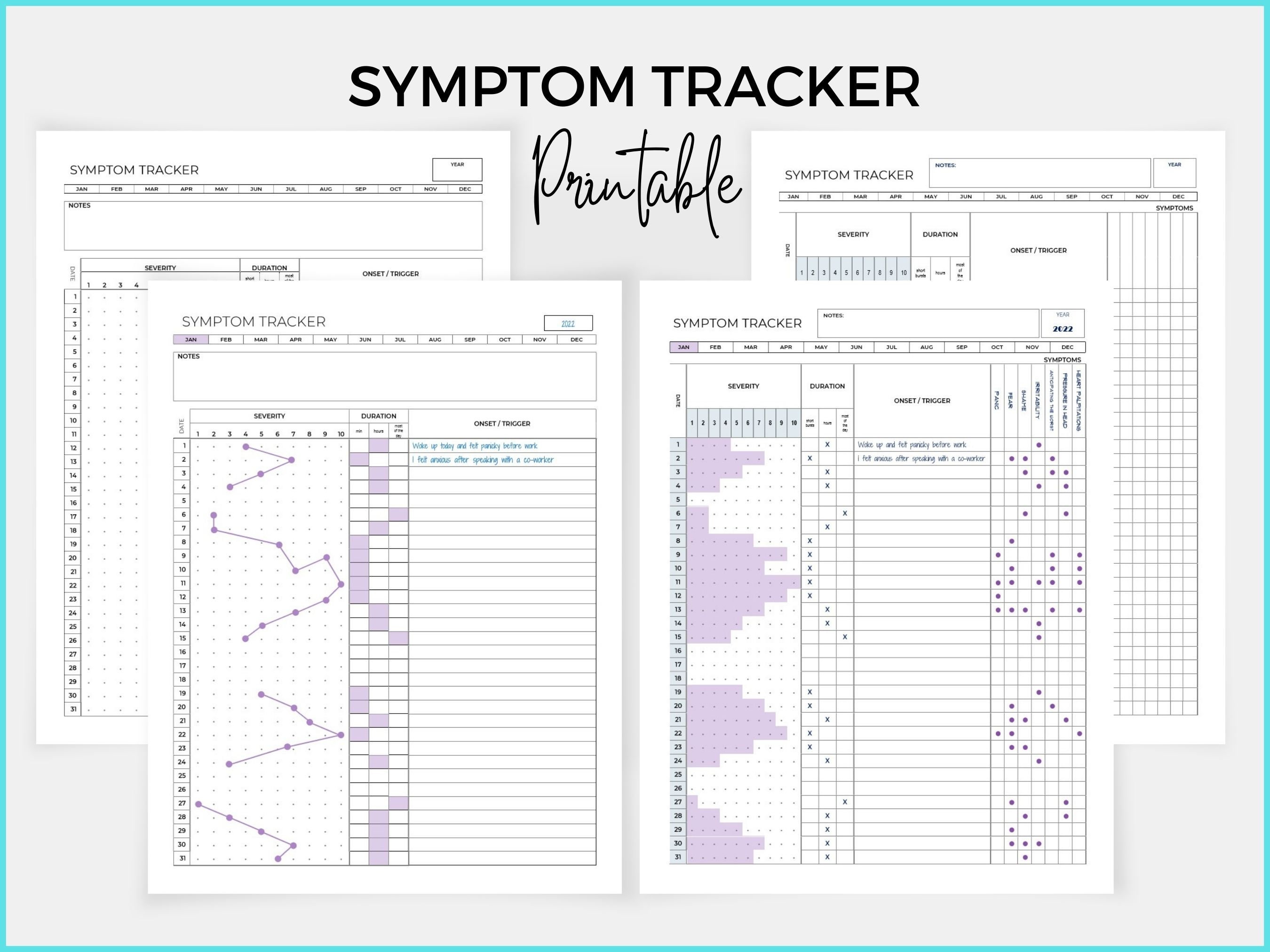 Symptom Tracker Printable Therapy Planner Mental Health - Etsy
