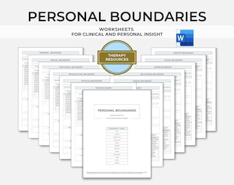 Personal Boundaries Worksheets, Boundaries Psychoeducation, Exploring Boundaries, Fillable Boundary Setting Worksheets