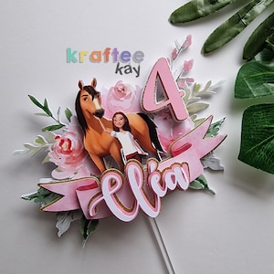 Aangepaste geest taarttopper, verjaardagstaarttopper, leeftijd en naam personaliseren, verjaardagsfeestje meisje, roze taarttopper
