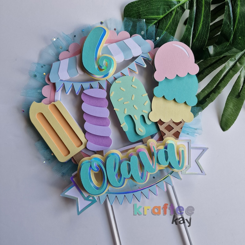 Custom Ice Cream Cake Topper Birthday Cake Topper Etsy