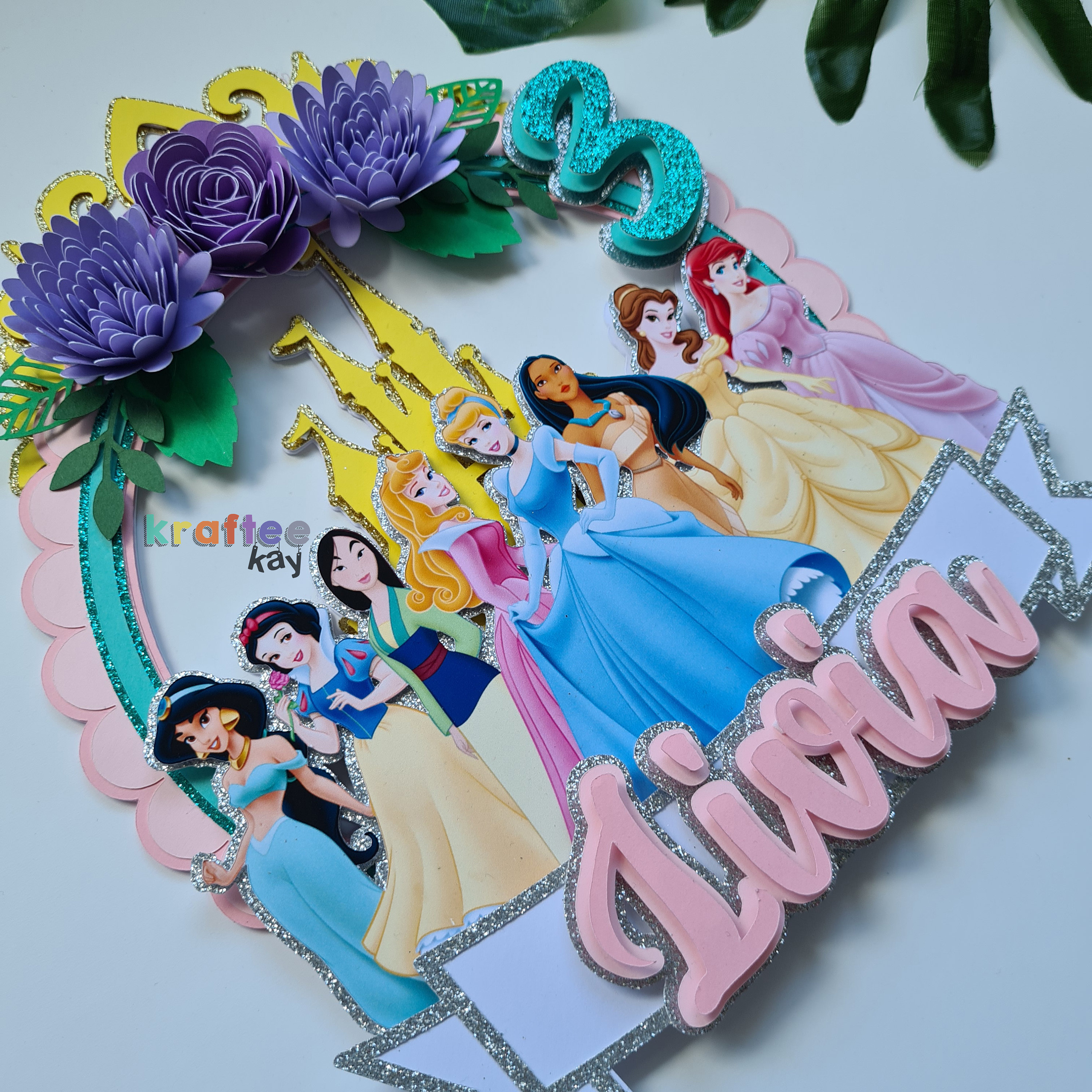 Custom Princess Cake Topper Birthday Cake Topper Personalize - Etsy