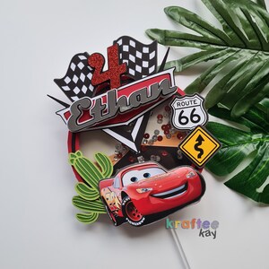 Custom Cars Cake Topper, Geburtstagstorte Topper, Personalisieren Alter und Name, LED, Light up Cake Topper