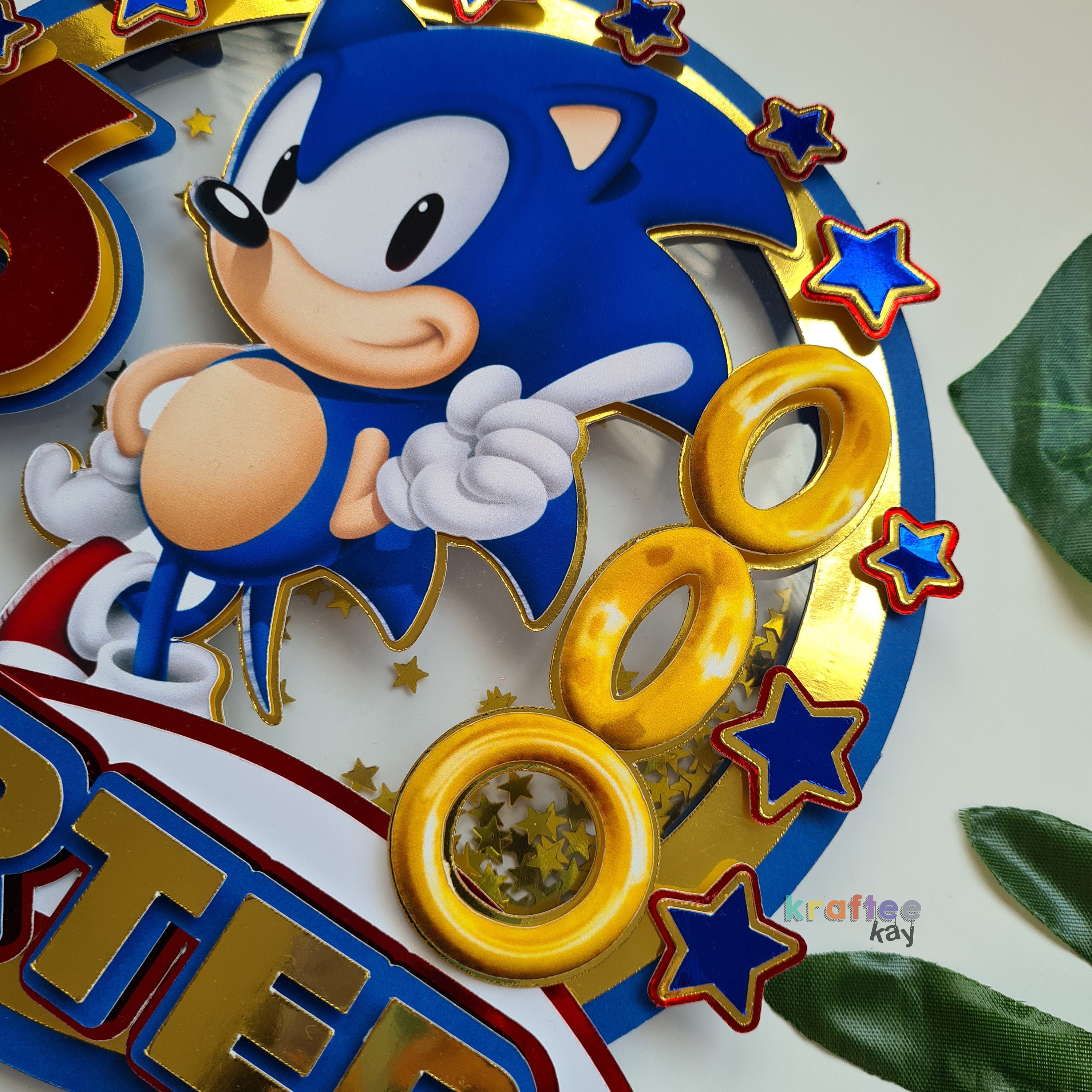 Sonic The Hedgehog Personalized Cake Topper 1/2 11 x 17 Inches Birthday  Cake Topper