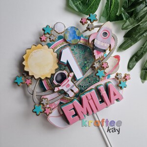 First Trip Around the Sun Cake Topper, Birthday Cake Topper, Personalize age and name, First Birthday, Space Cake Topper, Planets, sun