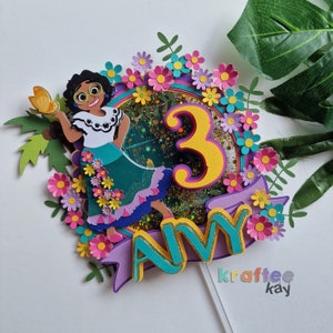 Custom Encanto Cake Topper, Birthday Cake Topper, Personalize age and name, Girl Birthday Party, Isabela Mirabel Louisa
