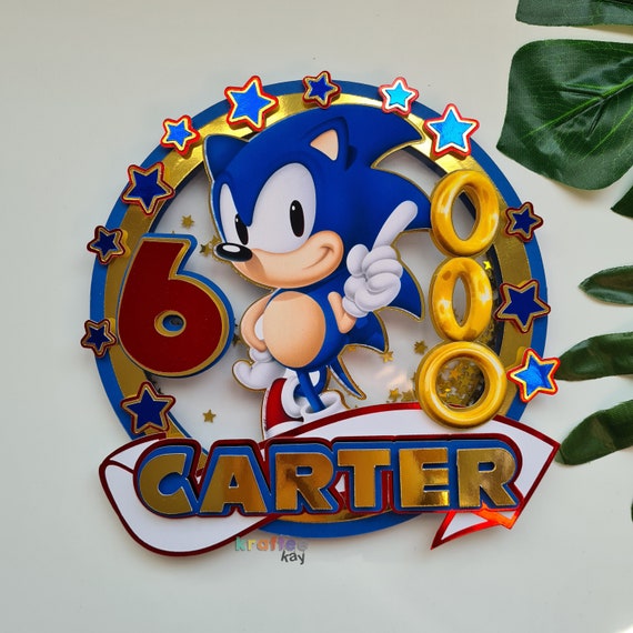 Custom Sonic the Hedgehog Cake Topper, Birthday Cake Topper, Personalize  Age and Name, Gaming Cake Topper 