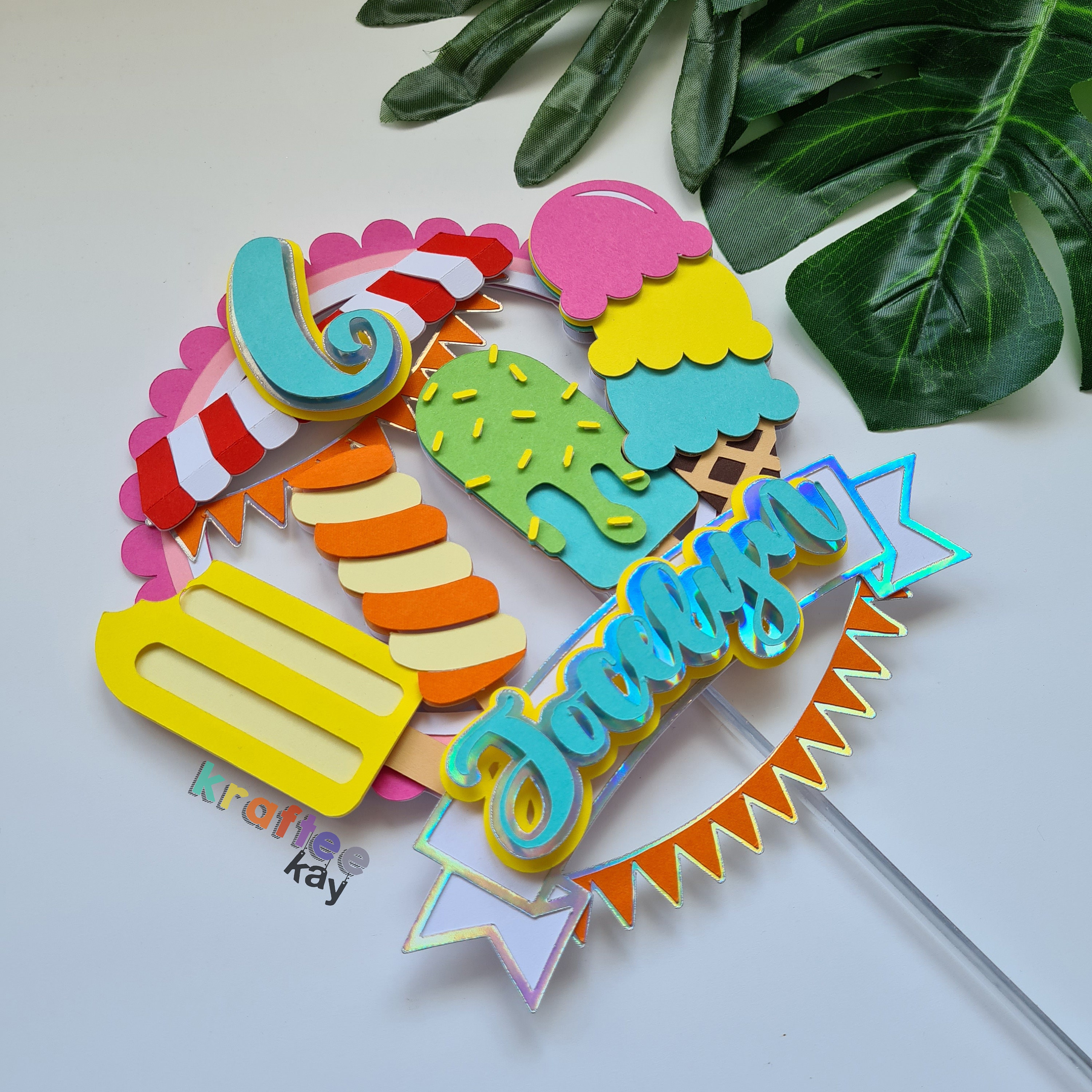 Custom Ice Cream Cake Topper Birthday Cake Topper Etsy UK