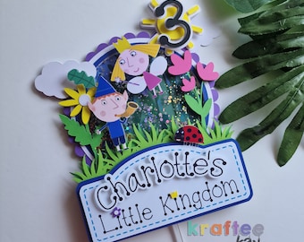 Custom Ben and Holly Cake Topper, Birthday Cake Topper, Personalize age and name, Little Kingdom Cake Topper