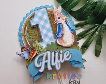 Peter Rabbit Cake Topper, Easter cake topper, Bunny Cake Topper, Girl Peter rabbit topper, Peter Rabbit 1st Birthday, Pink Peter Rabbit