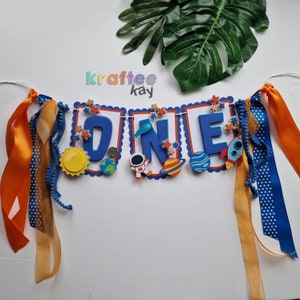 First Trip Around the Sun Banner, High Chair Banner, Personalize age and name, First Birthday, Space Cake Topper, Planets, sun