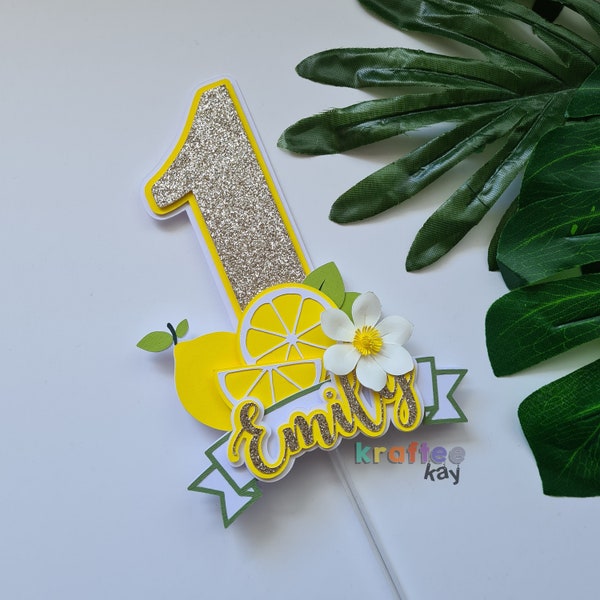 Custom Lemon Cake Topper, First Birthday Cake Topper, Personalize name, Lemon Themed Party Idea, Smash Cake