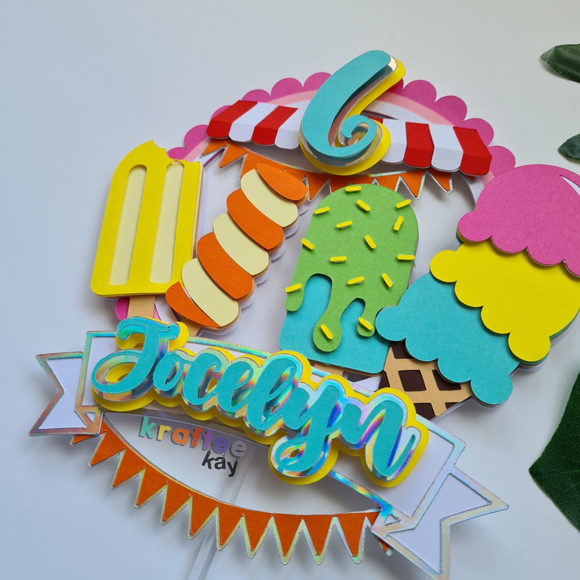 Custom Ice Cream Cake Topper Birthday Cake Topper Etsy UK