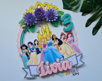 Custom Princess Cake Topper, Birthday Cake Topper, Personalize age and name