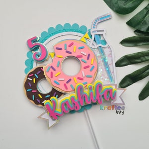 Custom Donut Cake Topper, Birthday Cake Topper, Donut get old Cake Topper, Personalize age and name