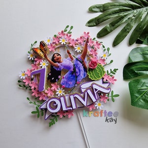Custom Encanto Cake Topper, Birthday Cake Topper, Personalize age and name, Girl Birthday Party, Isabela Mirabel Louisa