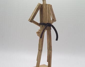 Resting Position - Martial Arts - Handcrafted Wooden Matchstick Figure By Tiggidy Designs - Unique One Of A Kind Handmade Gifts