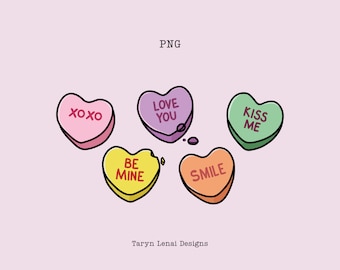Valentines Candy Hearts PNG Valentines Sweethearts Sublimation Conversation Hearts Digital Download Valentines PNG Candy Hearts Digital Art