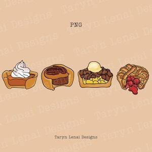 Mini Pie PNG Thanksgiving Pie Digital Download Thanksgiving PNG Pumpkin Pecan Cherry Apple Pie Digital Art Fall PNG Thanksgiving Art Graphic