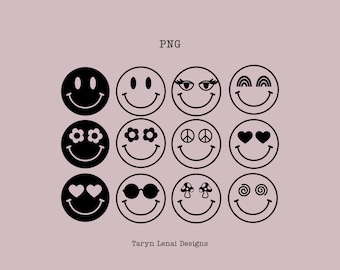 Smiley Face SVG Smiley Face Smiley Face PNG Smiley Face DXF Smiley Cricut Groovy Smiley Face Emoji Retro Smiley Silhuett
