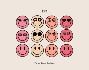 Smiley Face SVG-paket Smiley Face-paket Smiley Face PNG Smiley Face DXF Smiley Cricut Groovy Smiley Face Emoji Retro Smiley Silhouette