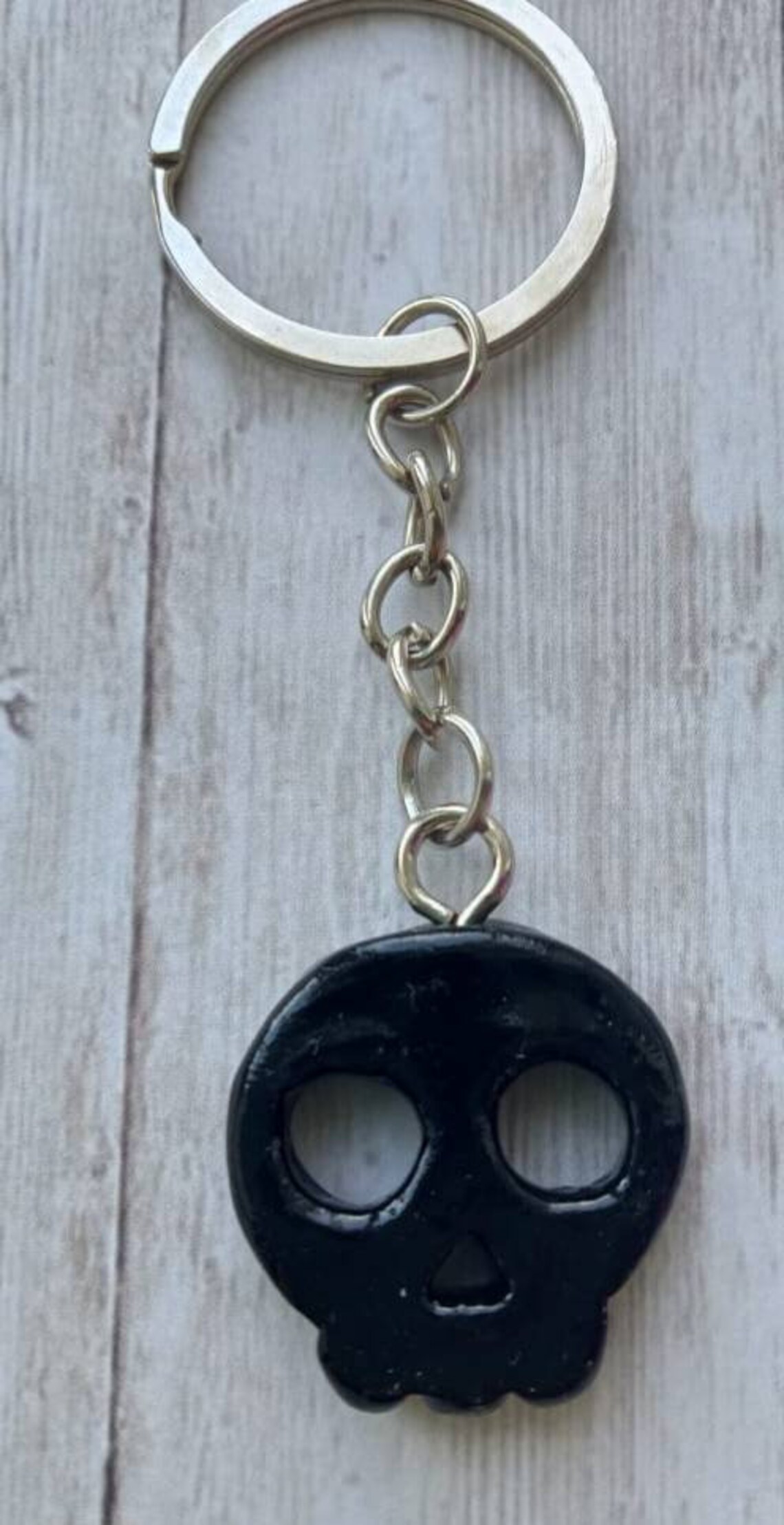 Creepy Skull Keychain Black Skull Keychain Creepy Skull Etsy