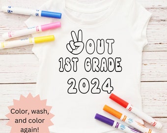 Peace out 1st grade, last day of school shirt, coloring shirt for kids, color your own shirt, last day of first grade tshirt, end of school