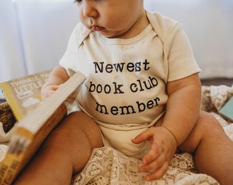 Newest Book Club Member ONESIES® Bodysuit, Bookish Baby Outfit, Book Club Baby Gift, Literary Baby Gift, Baby Shower Gift For Book Lover
