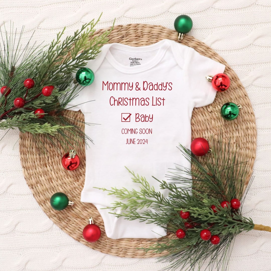 December Pregnancy Announcement ONESIES® Bodysuit, Christmas List