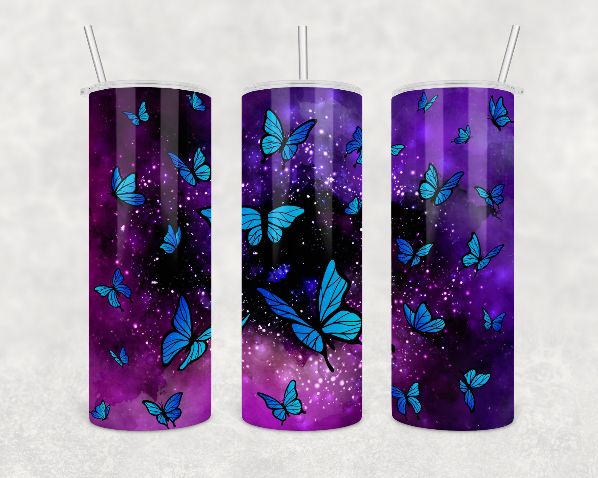 20 oz Skinny Tumbler Sublimation Butterfly Galaxy Design | Etsy