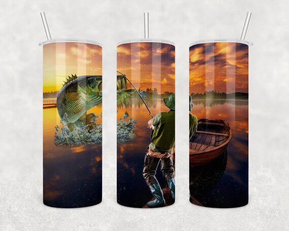 20 oz Skinny Tumbler Wrap Fishing Knowledge Sublimation Design PNG ...