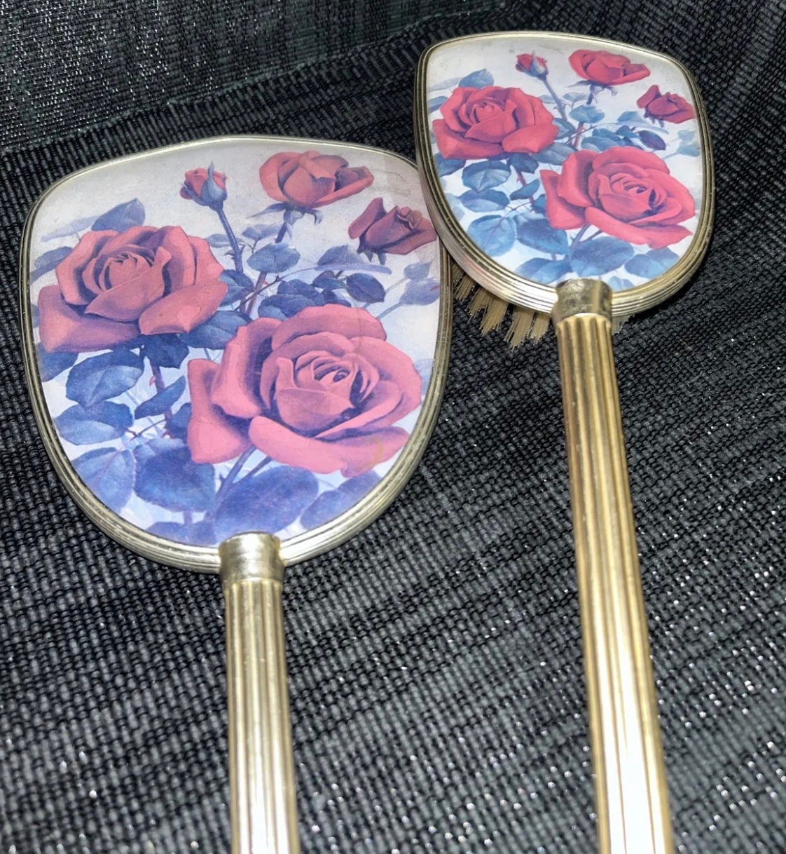 Antique Vintage 2pce Dressing Table Set Hand Mirror and a Brush