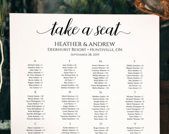 Seating Chart Template Download, Printable Seating Chart Poster, DiY Wedding Seating Plan, Take a Seat Wedding Sign | Script | EDIT ONLINE