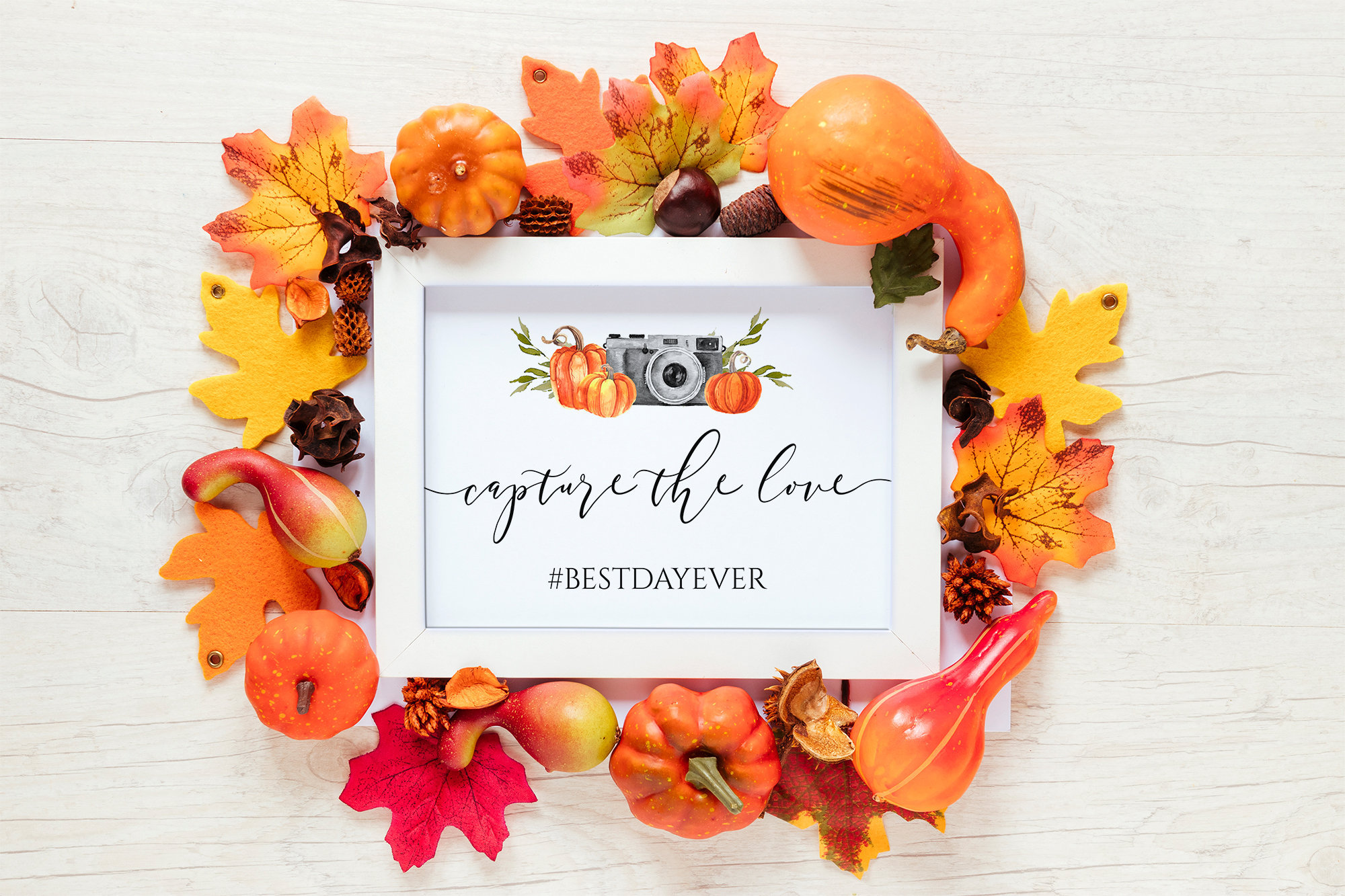 Fall Wedding Hashtag Sign Capture the Love Wedding Sign Etsy