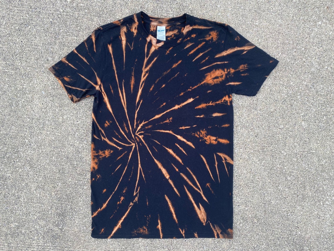 Mens Size Medium Black Tie Dye Bleach Dye TShirt Tie Dye for Etsy